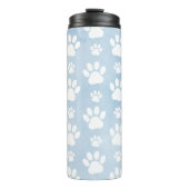 Patroon van poten, witte poten, Waterverven, blauw Thermosbeker (Voorkant)