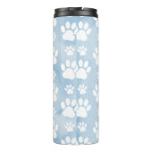 Patroon van poten, witte poten, Waterverven, blauw Thermosbeker (Achterkant)