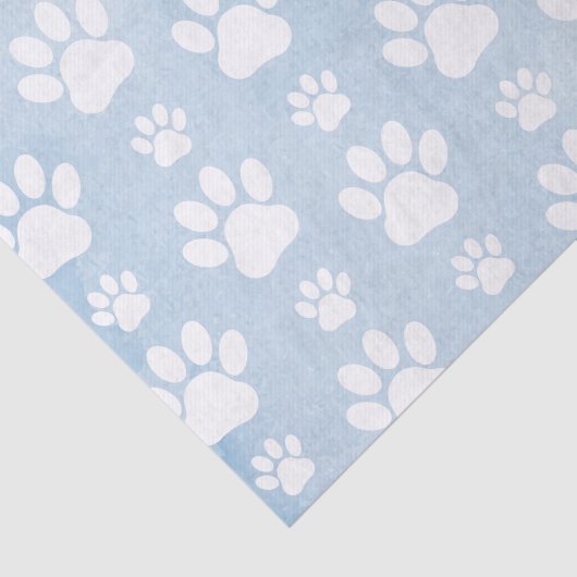 Patroon van poten, witte poten, Waterverven, blauw Tissuepapier (Detail)