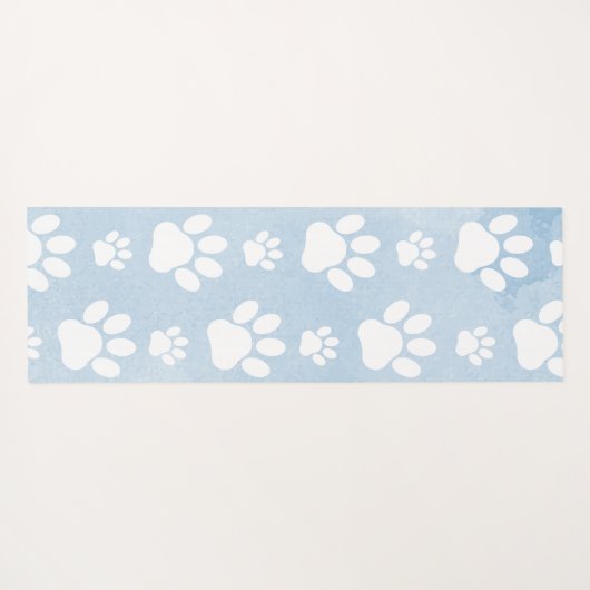 Patroon van poten, witte poten, Waterverven, blauw Yogamat (Achterkant (horizontaal))