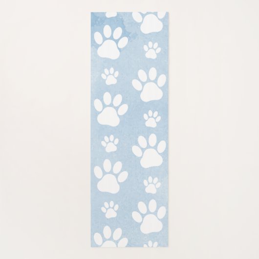 Patroon van poten, witte poten, Waterverven, blauw Yogamat (Achterkant)