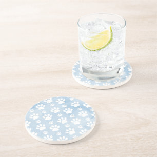 Patroon van poten, witte poten, Waterverven, blauw Zandsteen Onderzetter