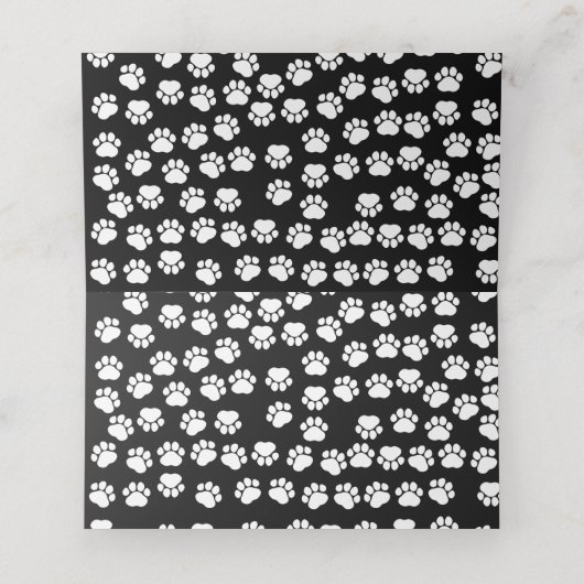 Patroon van poten, zwart en wit, bruiloft plaatskaartje (Binnenkant ongevouwen)