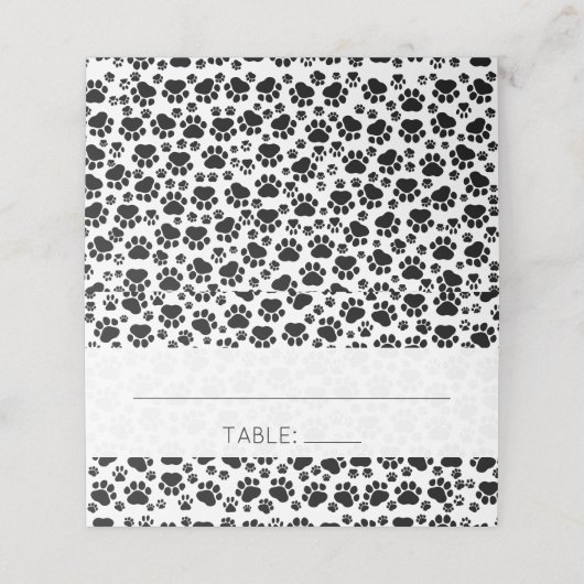 Patroon van poten, zwart en wit, bruiloft plaatskaartje (Buitenkant ongevouwen)
