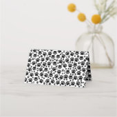 Patroon van poten, zwart en wit, bruiloft plaatskaartje (Achterkant)