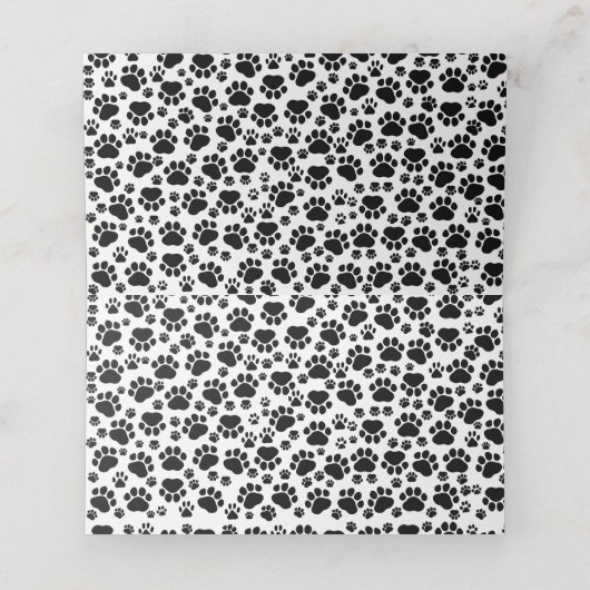 Patroon van poten, zwart en wit, bruiloft plaatskaartje (Binnenkant ongevouwen)