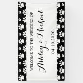 Patroon van poten, zwart en wit, bruiloft spandoek (Verticaal)