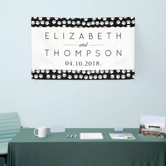 Patroon van poten, zwart en wit, bruiloft spandoek (Beurs)