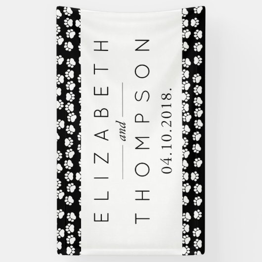 Patroon van poten, zwart en wit, bruiloft spandoek (Verticaal)