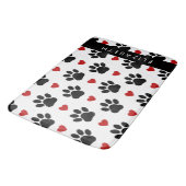 Patroon van poten, zwarte poten, rode harten, Jouw Badmat (Gekanteld)