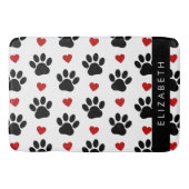 Patroon van poten, zwarte poten, rode harten, Jouw Badmat (Voorkant)