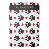 Patroon van poten, zwarte poten, rode harten, Jouw Badmat (Voorkant Verticaal)