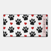 Patroon van poten, zwarte poten, rode harten, Jouw Bureaumat (Voorkant)