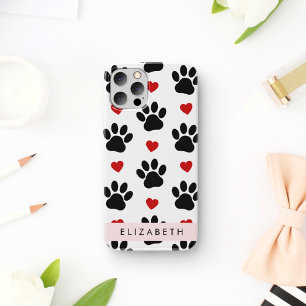 Patroon van poten, zwarte poten, rode harten, Jouw Case-Mate iPhone Case