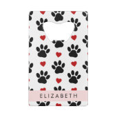 Patroon van poten, zwarte poten, rode harten, Jouw Creditkaart Flessenopener (Achterkant)