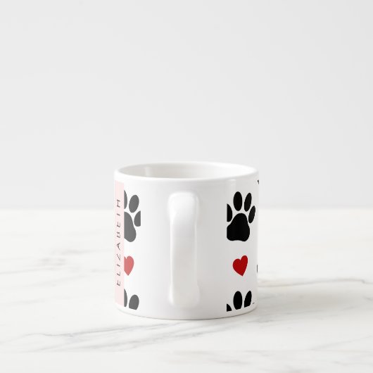 Patroon van poten, zwarte poten, rode harten, Jouw Espresso Kop (Achterkant)
