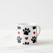 Patroon van poten, zwarte poten, rode harten, Jouw Espresso Kop (Voorkant rechts)