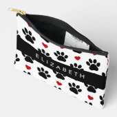 Patroon van poten, zwarte poten, rode harten, Jouw Etui (Open)