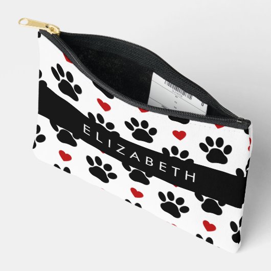 Patroon van poten, zwarte poten, rode harten, Jouw Etui (Open)