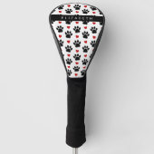 Patroon van poten, zwarte poten, rode harten, Jouw Golfheadcover (Voorkant)