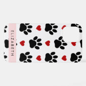 Patroon van poten, zwarte poten, rode harten, Jouw iPhone Hoesje (Achterkant horizontaal)