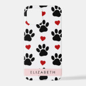 Patroon van poten, zwarte poten, rode harten, Jouw iPhone Hoesje (Achterkant)