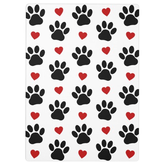 Patroon van poten, zwarte poten, rode harten, Jouw Klembord (Achterkant)