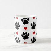 Patroon van poten, zwarte poten, rode harten, Jouw Koffiemok (Center)