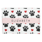 Patroon van poten, zwarte poten, rode harten, Jouw Kussensloop (Voorkant)