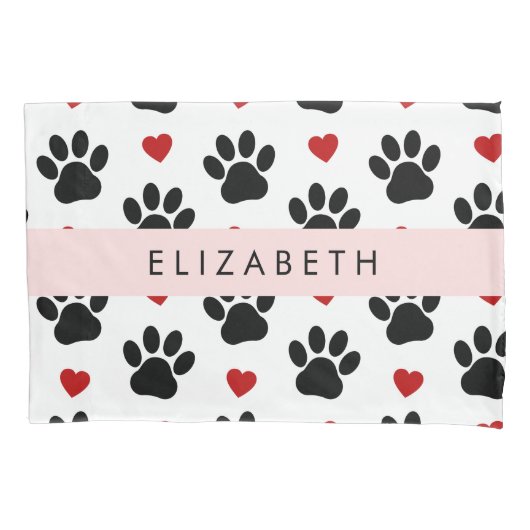 Patroon van poten, zwarte poten, rode harten, Jouw Kussensloop (Voorkant)