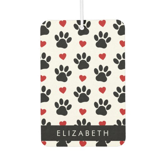 Patroon van poten, zwarte poten, rode harten, Jouw Luchtverfrisser (Voorkant)