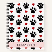 Patroon van poten, zwarte poten, rode harten, Jouw Notitieboek (Voorkant)