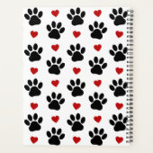 Patroon van poten, zwarte poten, rode harten, Jouw Planner (Achterkant)