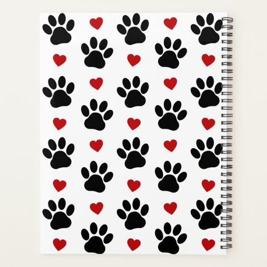 Patroon van poten, zwarte poten, rode harten, Jouw Planner (Achterkant)