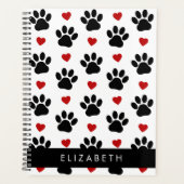 Patroon van poten, zwarte poten, rode harten, Jouw Planner (Voorkant)