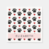Patroon van poten, zwarte poten, rode harten, Jouw Servet (Voorkant)