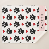 Patroon van poten, zwarte poten, rode harten, Jouw Sherpa Deken (Voorkant (horizontaal))