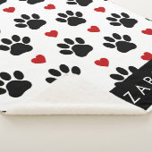 Patroon van poten, zwarte poten, rode harten, Jouw Sherpa Deken (3/4)