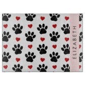 Patroon van poten, zwarte poten, rode harten, Jouw Snijplank (Voorkant)