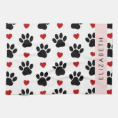 Patroon van poten, zwarte poten, rode harten, Jouw Theedoek (Horizontaal)