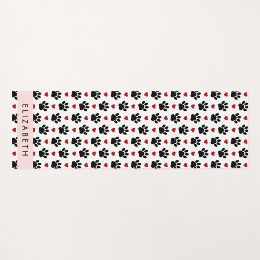 Patroon van poten, zwarte poten, rode harten, Jouw Yogamat (Achterkant (horizontaal))