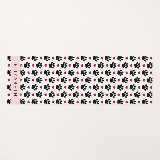 Patroon van poten, zwarte poten, rode harten, Jouw Yogamat (Voorkant (horizontaal))