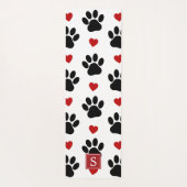 Patroon van poten, zwarte poten, rode harten, mono yogamat (Achterkant)