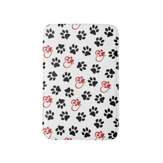 Patroon van poten, zwarte poten, rode poten, harte badmat (Voorkant Verticaal)