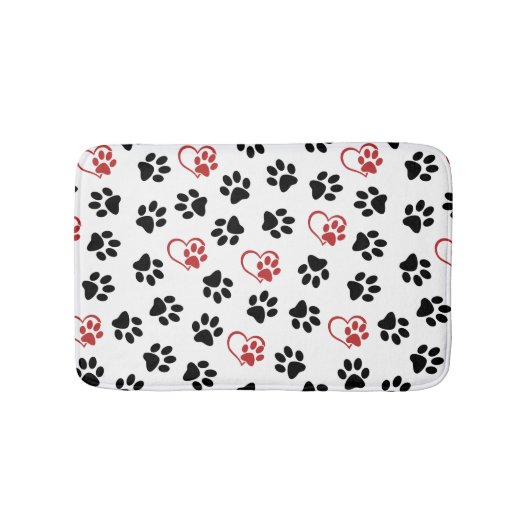 Patroon van poten, zwarte poten, rode poten, harte badmat (Voorkant)