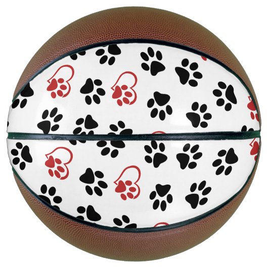 Patroon van poten, zwarte poten, rode poten, harte basketbal (Voorkant)