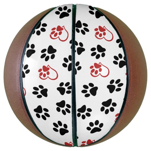 Patroon van poten, zwarte poten, rode poten, harte basketbal (Verticaal)