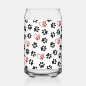 Patroon van poten, zwarte poten, rode poten, harte blikvorm glas (Voorkant)