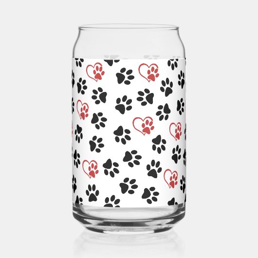 Patroon van poten, zwarte poten, rode poten, harte blikvorm glas (Achterkant)