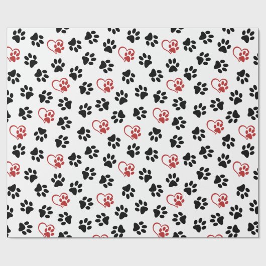 Patroon van poten, zwarte poten, rode poten, harte cadeaupapier (Vlak)